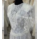 Jessica McClintock Vintage White Lace Tea Length Dress Romantic Wedding‎ Cottagecore Occasion Photo 2