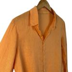 CP Shades  Romy Shirt Linen Blouse Button Up In Orange Gauze Long Sleeve Size XS Photo 5