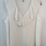 Max Studio White Pleated V-Neck Blouse Photo 0