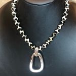 SIMON SEBBAG Tortoise Shell Agate Necklace with Sterling Silver Modern Pendant Black Photo 1