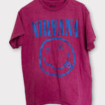 Nirvana Band Tee Pink/Blue Graphic T-Shirt L NWOT Photo 0