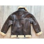 ZARA Women’s Small Moto Double Faced Black Faux Leather Shearling Aviator Jacket Photo 11