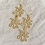 Handmade unique retro vintage hippie fairy boho funky style irregular shaped brass earrings☀️ Photo 3