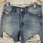We The Free Jean Shorts 24” Blue Cut Off High Distressed Cotton Denim Jorts Photo 2
