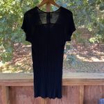 Reformation  Black Ribbed Knit Mini Dress Raw Hem Size XS Photo 1