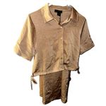 House of Harlow 1960 Camel Satin 2 Piece Matching Top & Bottom Pant Set Photo 5