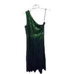 Kate Kasin Mermaid One Shoulder Green Sequin Gown Formal Bridal Wedding Size 16 Photo 3