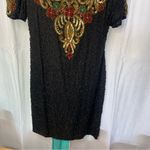Scala Vintage 80s  silk embellished beaded sequin holiday party dress size medium Photo 3