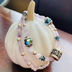 Blue & Lavender Crystal Sterling Drum Necklace Purple Photo 0