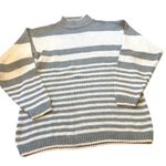 Haberdasher Vintage Silk Blend Gray White Striped Turtleneck Sweater Size S EUC Photo 3