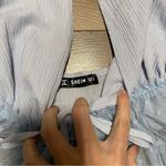 SheIn Baby Blue Halter Crop Top with Mesh Bottom Photo 4