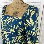 Ba&sh  Winny Tropical Palm Print Tiered Mini Dress Yellow Blue Small Photo 6