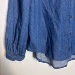 Old Navy Ruffle Collar Medium Wash Denim Jean Button Front Shirt Top Photo 5