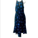NWT Derek Lam 10 Crosby Blue Floral Sleeveless Midi faux wrap belted Dress Size 6 Photo 2