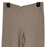 Sioni Womens Ribbed Knit Elastic Waistband Wide Leg Pants Beige Size Medium NWT Tan Photo 4