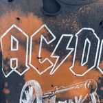 AC/DC ACDC Bleach Splatter Short Sleeve Shirt Size Large Distressed Worn Grunge Boho Photo 4