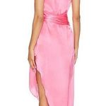 Amanda Uprichard Palmira 100% Silk One Shoulder Wrap Maxi Dress In Pink Ribbon Photo 1