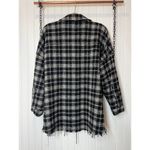 ZARA Womens Oversized Jacket Blazer Black White Plaid Tweed Snap Fringe Size M Photo 1