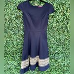Lilly Pulitzer | Klara - Navy W/Gold Embroidery Fit & Flare Scuba Ponte Dress Photo 7