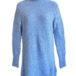 ZARA  Pullover Knit Ribbed Short Sweater Dress Mock Neck Light Blue Color XS Photo 8