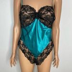 Victoria's Secret Vintage Victoria’s Secret Gold label Satin Lace Lingerie Teddy size S Teal/Black Photo 0