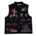 Dress Barn Vintage Black Harvest Whimsical Vest Size Large Photo 14