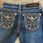 LA Idol USA Capri Jeans size 5 W‎ 29 L 18 29x18 Denim Jean Bling Flap Pockets Blue Photo 0