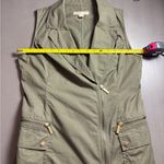 Michael Kors  Olive Green Moto Shift Dress Cargo Pockets Sleeveless Collared Sz M Photo 9