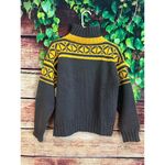 Free People Chunky Knit Ski Sweater Turtleneck Fair Isle Turtleneck Wool Gray Yellow Women L Photo 2