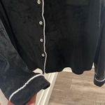 House of Harlow 1960 Velour 2 Piece Pajama Set, Black with White Pipping, Size L Photo 3