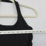 Athleta  Black Mesh Me Up Ruched Halter Bodysuit Romper with Shelf‎ Bra Small Photo 3