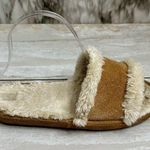 Minnetonka Brown Suede Sherpa Lined Slip On Slides Women Sz 7 Comfy House Shoes Photo 0