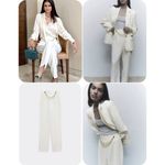 ZARA NEW Ecru Womens Pants with Gold Chain Trousers Sz S Photo 1