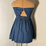 Forever 21 I Love H81 Blue Denim Cutout Back Jeans Top/Dress S Preppy Casual Boho Classic Photo 1