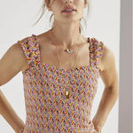 Maeve  by Anthropologie Pink Smocked Wide Strap Tank Top - Size - XS Photo 0