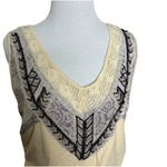 Free People Sahara Beaded Crochet Cross Over Tank Top in Tea Size Medium Womens Photo 1