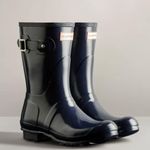 Hunter Short Deep Navy Blue Gloss Mid Calf Rain Boots Photo 0