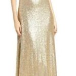 Jenny Yoo Collection Sloan Gold Sequin Halter Gown Size 6 Formal Evening Dress Photo 0