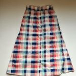ASOS  Midi Multicolor Gingham Button Down Skirt Size 2 NWT Photo 1