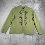 Bob Mackie Wearable Art Cardigan Womens M Green Zip Front Geometric Embroidery Photo 2