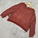 NWT BiBi Chenille Fringe Longsleeve Sweater Boho Western in Vintage Brick XL Orange Photo 4