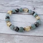Vintage Stretch Bracelet Yellow & Muted Green Tones Photo 3