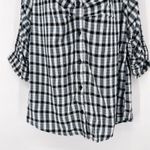 Anthropologie BeachLunchLounge Urban Outfitters Plaid Gingham Button Down Ruched Sleeve Top Photo 3