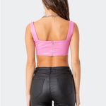 Edikted Midnight Pink Faux Leather Crop Top, Size S Photo 1