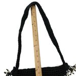 Vintage Boho Black and White Woven Beaded Shoulder Bag Photo 8