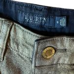 Lauren Ralph Lauren Black Label Luxury Metallic Gold Wax Denim Skinny Jeans Size 0 Photo 5