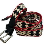 J.Crew Southwestern Woven Belt Black Red Geometric Navajo Tribal Pattern Small Photo 0