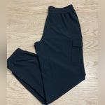 Pink Rose Black Track Pants Relaxed Fit Elastic Waist Photo 12