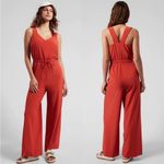 Athleta Savannah Jumpsuit Size 6 Currant Red Wide Leg Travel Lightweight Active Photo 1