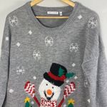 Notations  womens gray Holiday Christmas 3D snowman sweater size L Photo 1